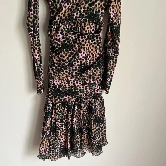 DVF  Viviette wrap-effect ruched printed stretch mesh mini dress - Picture 7 of 11